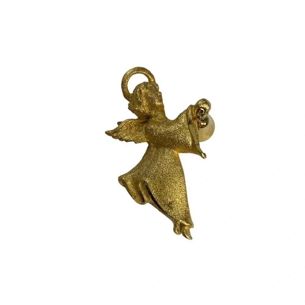 Vintage Robyn Rush Gold Tone Angel with Bell Made in USA​​​